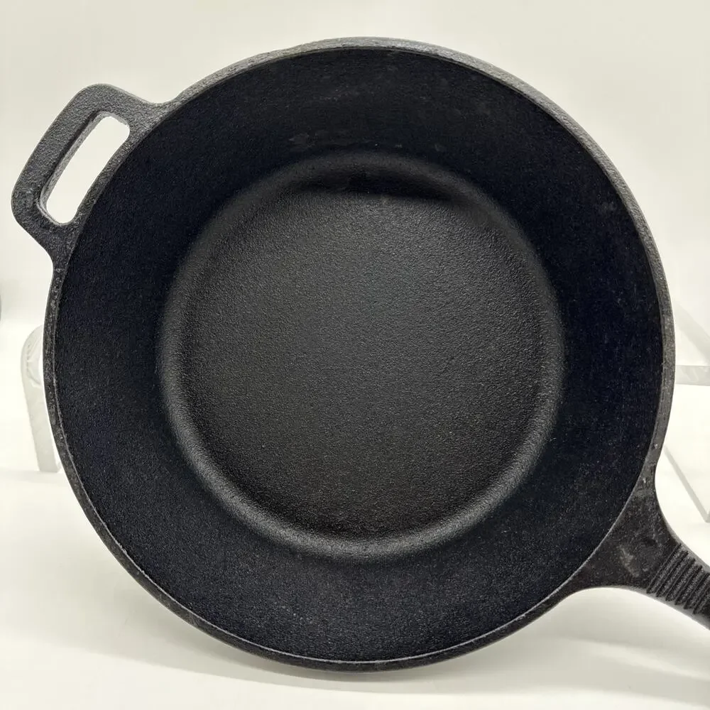 Bruntmor 10” Black Cast Iron 3.25” Deep Round Fry Pan 2 Handles, Silicone Cover